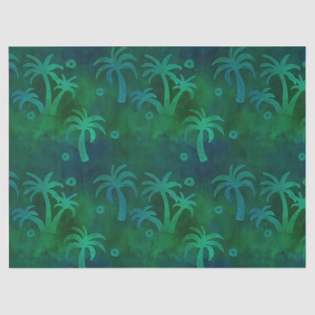 Papel De Seda Dissociação de Árvore Palm Verde e Azul (Frente )
