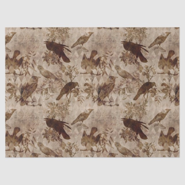 Papel De Seda Dissociação de Aves Marrons e Ramais (Frente )