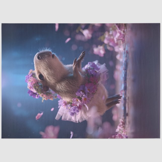 Papel De Seda Dissociação de Capybara Whimsical em Tutu Dançando (Frente )