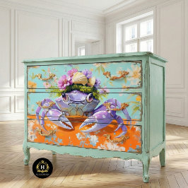 Papel De Seda Dissociação de Caranguejos Florais Vibrantes