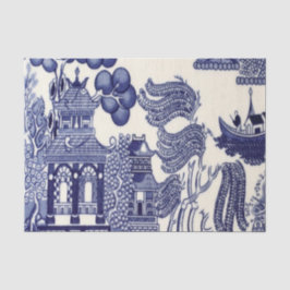 Papel De Seda Dissociação de Chinoiserie Azul e Branco Chinês