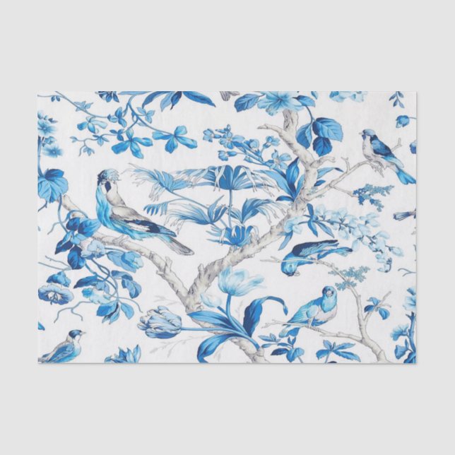 Papel De Seda Dissociação de Chinoiserie Azul e Branco Chinês (Frente )