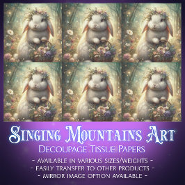 Papel De Seda Dissociação de Coelho da Fantasia Floral Encantada