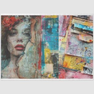 Papel De Seda Dissociação de Colagem de Abstrato de Arte Vintage