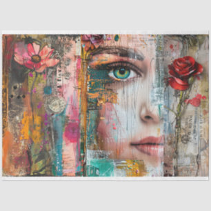 Papel De Seda Dissociação de Colagem de Abstrato de Arte Vintage