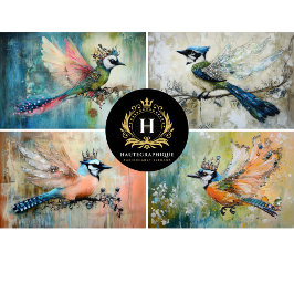 Papel De Seda Dissociação de Colagem de Aves Whimiscal