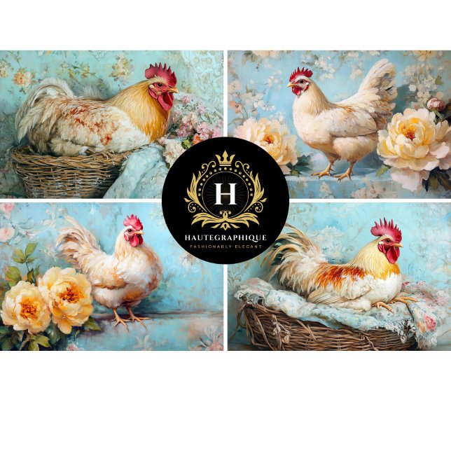 Papel De Seda Dissociação de Colagem de Galinha Floral Amarela (Criador carregado)