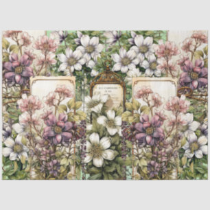 Papel De Seda Dissociação de Colagem Floral Inspirada na Vintage