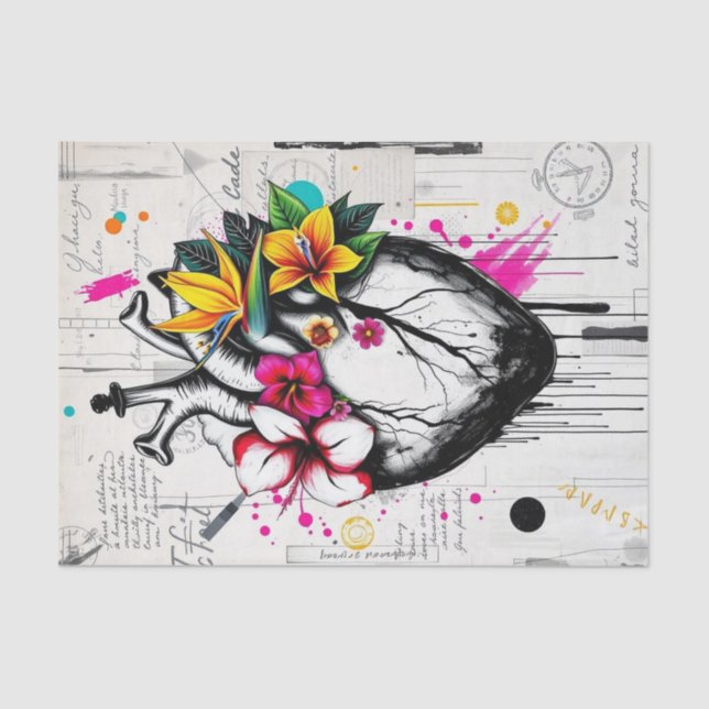 Papel De Seda Dissociação de Coração Vibrante e Bloomias Tropica (Frente )