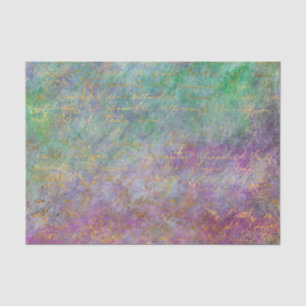 Papel De Seda Dissociação de Cores de Peacock de Abstrato Teal e