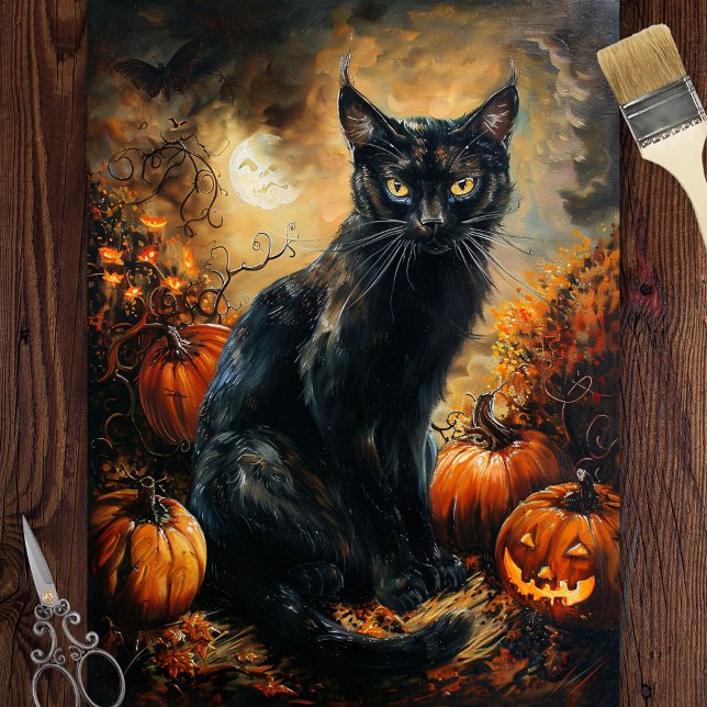 Papel De Seda Dissociação de Dia das Bruxas de Gato Negro Spooky (Criador carregado)