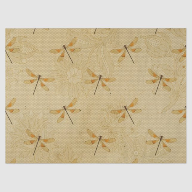 Papel De Seda Dissociação de Dragonfly Amarelo e Laranja (Frente )