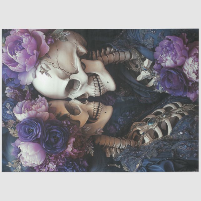 Papel De Seda Dissociação de Elegância Gótica Casal de Esqueleto (Frente )