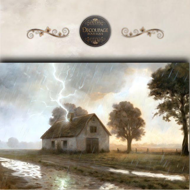 Papel De Seda Dissociação de Farmhouse em Greve de Relâmpago (Lightning Strike Farmhouse Decoupage Tissue Paper)