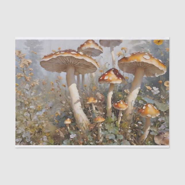 Papel De Seda Dissociação de Floresta de Cogumelos Encantada (Frente )
