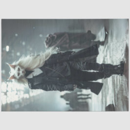 Papel De Seda Dissociação de Gato de Moda Futurística a Preto