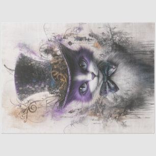 Papel De Seda Dissociação de Gato Preto Roxo Superior