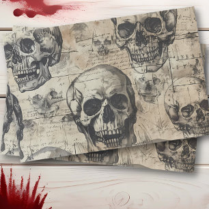 Papel De Seda Dissociação de Halloween de Vintage no Crânio