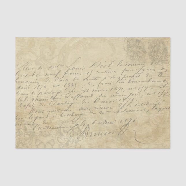 Papel De Seda Dissociação de Mapa de Script Escrito em Mão Vinta (Frente )