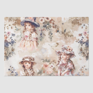 Papel De Seda Dissociação de Meninas Bonecas de Pastel Watercolo