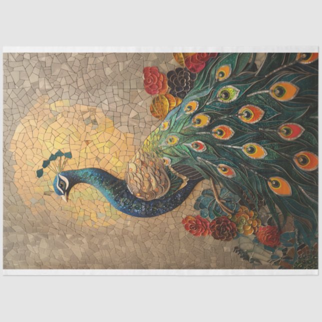 Papel De Seda Dissociação de Mosaico de Peacock (Frente )