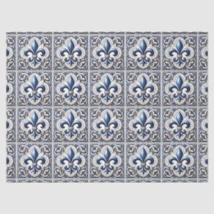 Papel De Seda Dissociação de padrão de Azulejo branco e azul Fle