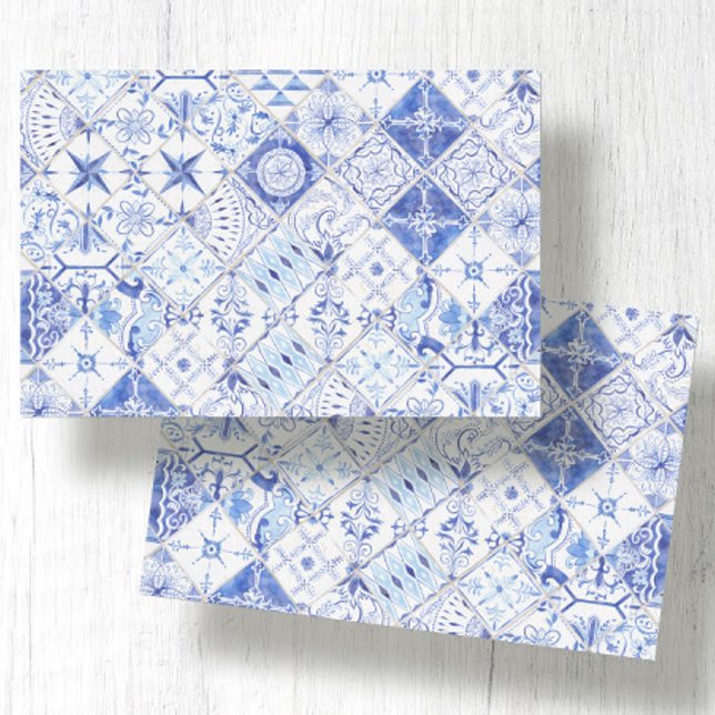 Papel De Seda Dissociação de Padrão de Azulejo Russo-Branco Azul (Criador carregado)