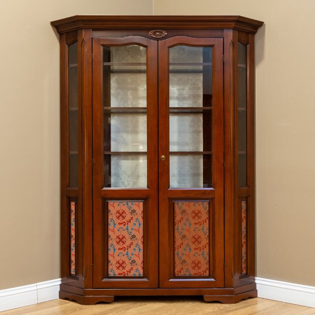 Papel De Seda Dissociação de padrão de folhas azuis e vermelhas  (Criador carregado)