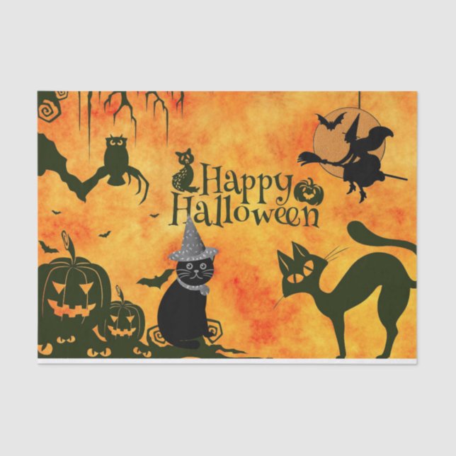 Papel De Seda Dissociação de Padrão de Halloween Spooky (Frente )