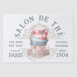 Papel De Seda Dissociação de Teacup Francês Rosa Salon de Thé Te