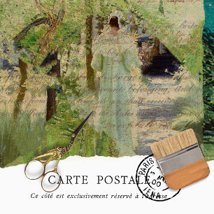 Papel De Seda Dissociação de Textura Verde da Mulher Rustic Vint