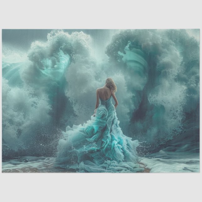 Papel De Seda Dissociação de Turquesa Verde Turquesa em Mesmeriz (Frente )