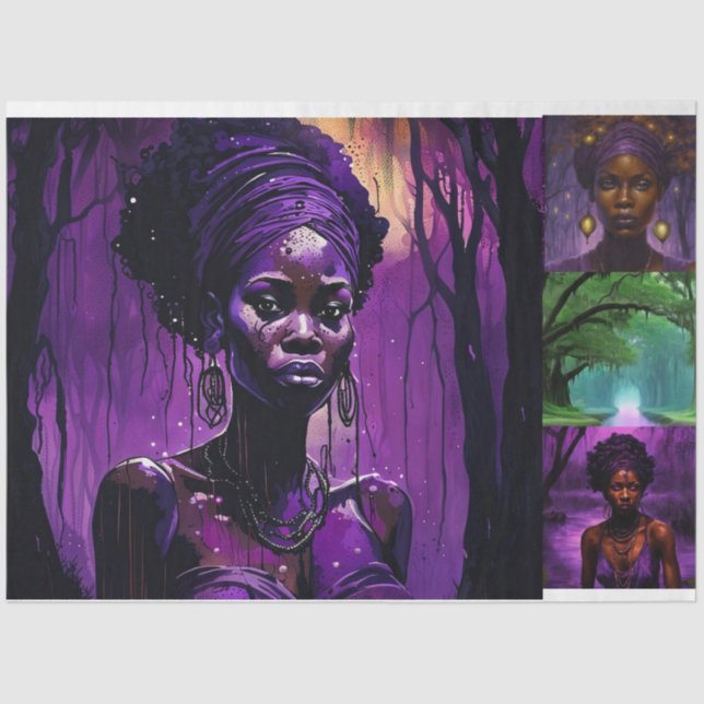 Papel De Seda Dissociação de Vodu Afro-Americano Roxo (Frente )