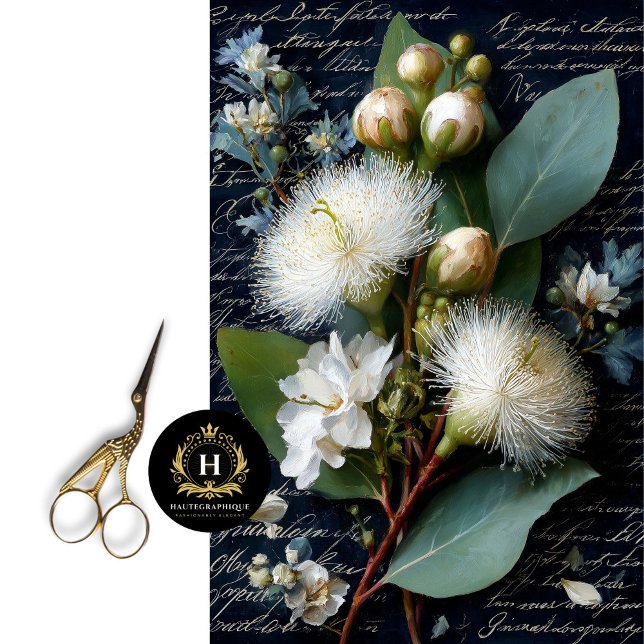 Papel De Seda Dissociação do Brilho Branco e do Flor Verde Azul (Add Elegance to Table Legs or Desk Sides)