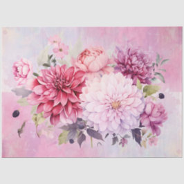 Papel De Seda Dissociação do Buquê Floral Pastel Watercolor