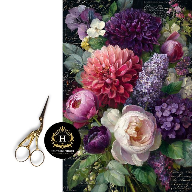 Papel De Seda Dissociação do Buquê Floral Romântico Escuro (Give a Wooden Stool an Overgrown Garden Look)