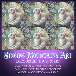 Papel De Seda Dissociação do Coelho Floral Pastel Art Nouveau