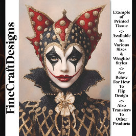 Papel De Seda Dissociação do Harlequin Red, Dourado e White Face