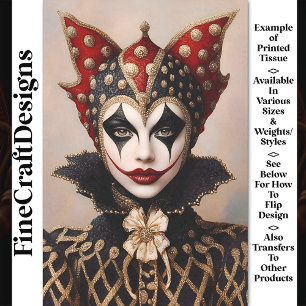 Papel De Seda Dissociação do Harlequin Red, Dourado e White Face