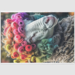 Papel De Seda Dissociação do Whimsical Ram Rainbow Colorido