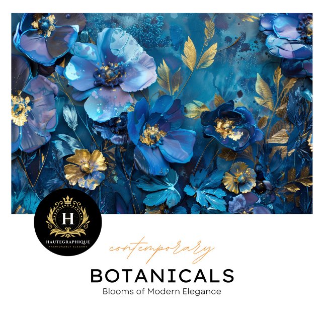 Papel De Seda Dissociação Floral Azul e Dourada (Criador carregado)