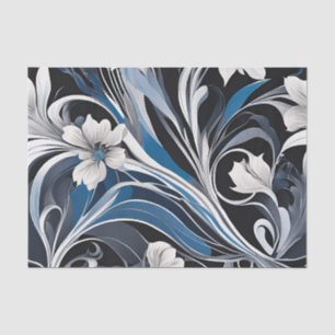 Papel De Seda Dissociação Floral Azul Moderna