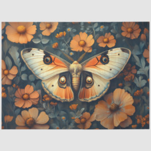 Papel De Seda Dissociação Floral de Mama Laranja e Branca