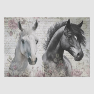 Papel De Seda Dissociação Floral do Cavalo Branco Preto
