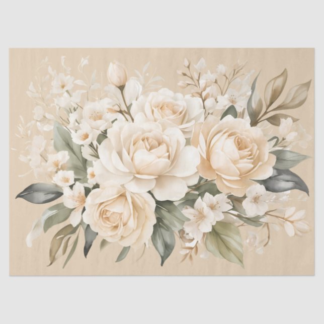Papel De Seda Dissociação Floral do Pastel Beige inspirada na Vi (Frente )