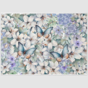 Papel De Seda Dissociação Floral e Butterflies Elegante