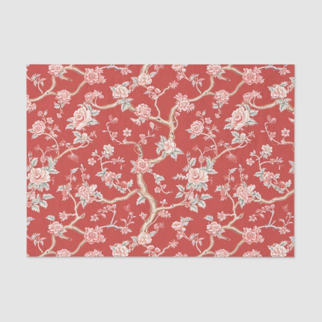 Papel De Seda Dissociação Floral Rosa Rosa-Rosa Chinês Asiático (Frente )
