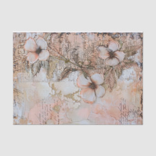 Papel De Seda Dissociação Floral Rosa-Rosa-Rosa-Shabby