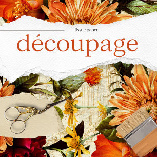 Papel De Seda Dissociação Floral Rústica de Textura Vintage