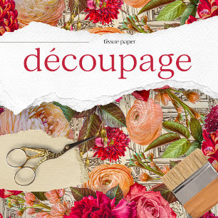 Papel De Seda Dissociação Floral Rústica de Textura Vintage